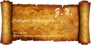 Zatyko Nikolett névjegykártya